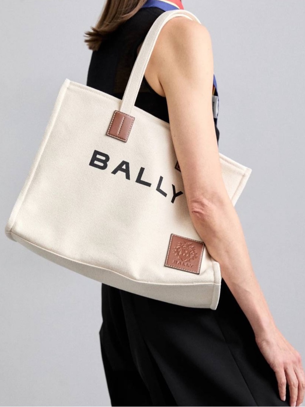 Bally Canvas Tote Bag with Leather Accents - new with tags and dust bag